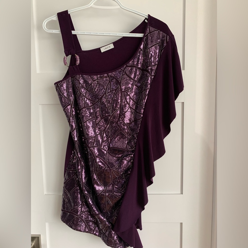 Cache Deep Purple Asymmetrical Top